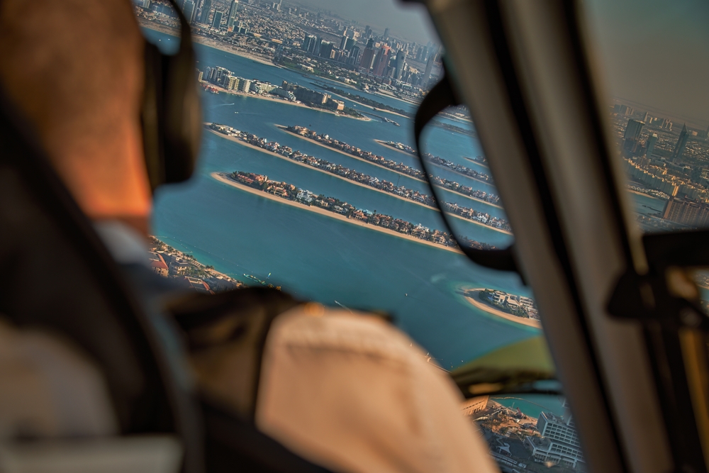 Helicopter flight over Dubai